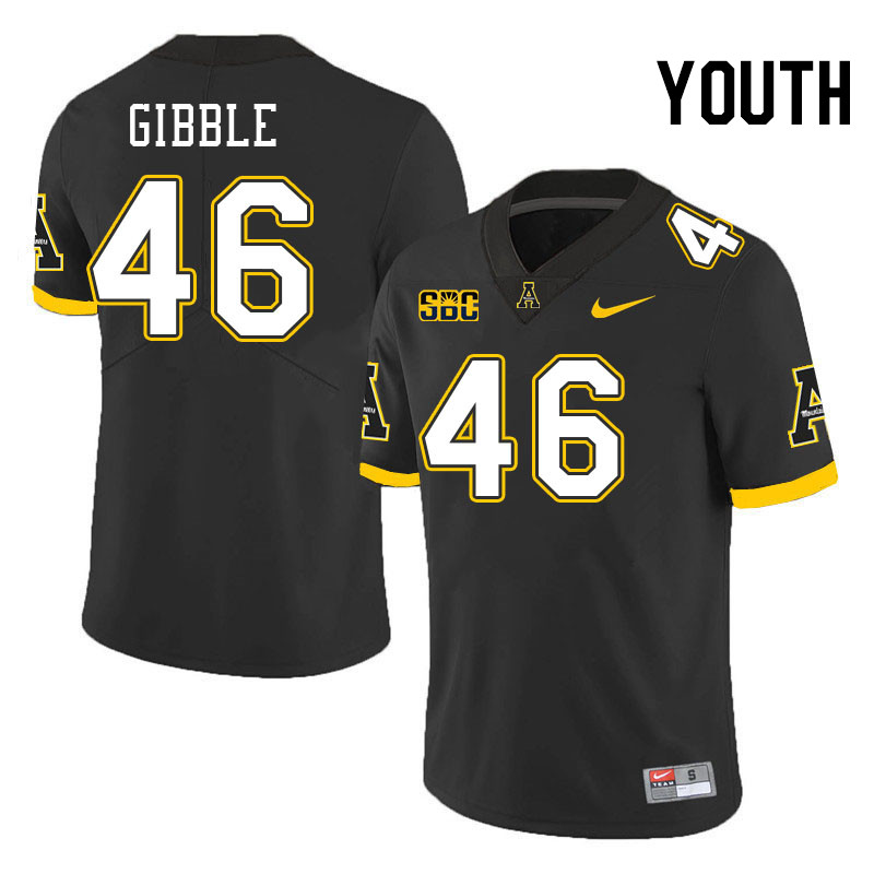 Youth #46 Jared Gibble Appalachian State Mountaineers College Football Jerseys Stitched-Black